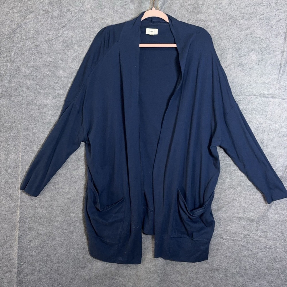 Pact Airplane Wrap Cardigan Womens XL / XXL Blue‎ Pockets Oversized